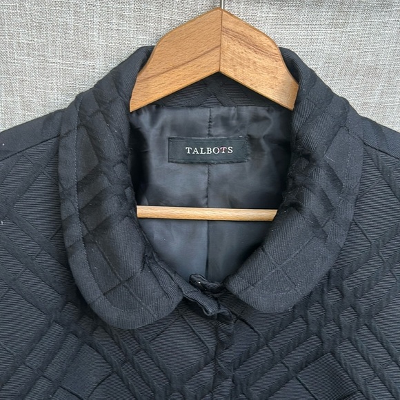 Talbots Quilted Blazer Black 3/4 Sleeves Cotton Blend Womens Size L - Picture 5 of 15